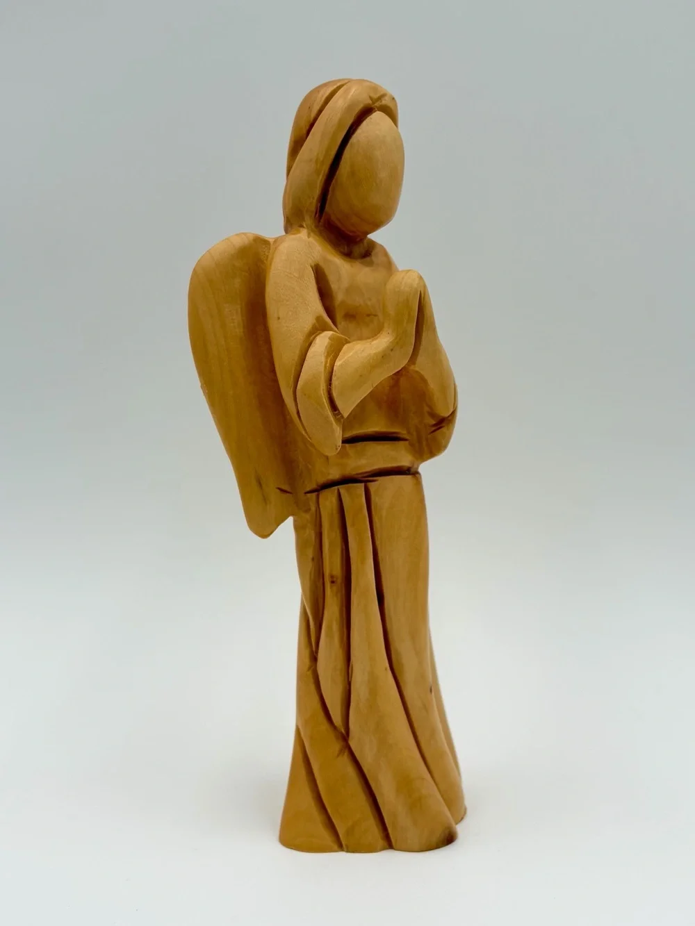 Hand Carved Wood Wooden Praying Angel Figurine Christmas 7 in